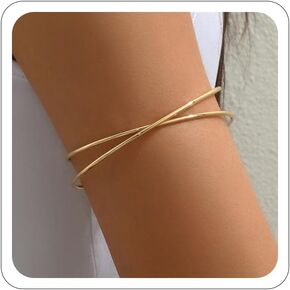 Arm Cuff for Women 18k Gold Plated Arm Bracelet Upper Arm Cuffs Jewelry Thin Arm Cuff Silver Minimalist Arm Bangle Bracelet for Cool