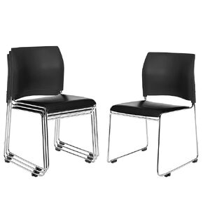 Premium Sled Base Plastic Stack Chair, Black