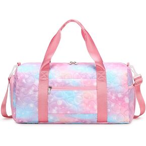 Girls Dance Bag with Shoe Compartments,Gymnastics Bag Overnight Weekender Bag Teen Gym Bag Travel Duffle Sleepover Carry On Bag (Pink)