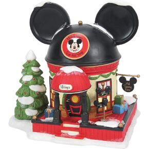 Department 56 Disney Village Mickey Mouse Ear Hat Shop Lit Building, 7.09 Inch, Multicolor