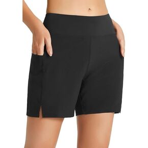 المرأة 5 "Boardshorts سروال سباحة قصير عالية الخصر UPF مجلس السراويل ملابس السباحة سريعة الجافة طفح الحرس ملابس السباحة Tankini القاع in Kuwait