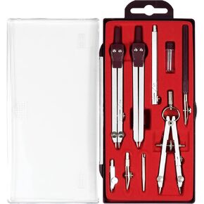 Drawing 9Pc Geometry Set Metal Compass, Geometry Precision Tool for Student, Circle Drawing Tool and Architecture, Drafting Kits for Engineer with Shatterproof Storage Box (Blue)