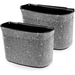 eing Car Trash Can Bling Crystal Auto Storage Pockets,100% Leak Proof Car Trash Container Bin Car Garbage Bag Hanging for Backside/Gearshift/Center Console,(1 - Pack, Multicolor)