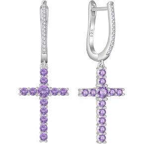 Cross Earrings for Women 925 Sterling Silver Dangle Drop Huggie Hoop Hypoallergenic Lightweight Cross Earrings