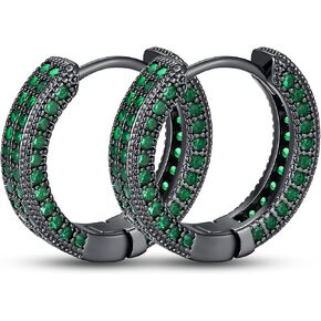 Black Hoop Earrings Cubic Zirconia Earrings for Men Iced Out Black Diamond Earrings Huggie Earrings for Women Jewelry Gift