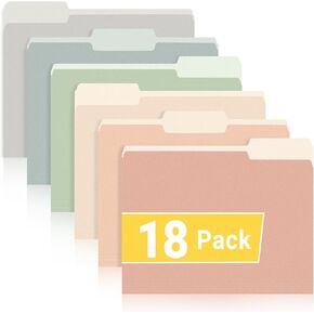 SUNEE File Folders, 18 Pack Manilla Folders 8.5 x 11, Colored Folders Office Organization Home School Folders for Documents Files Paper, 6 Pastel Colors