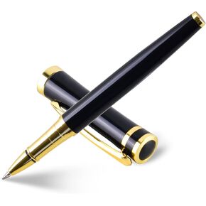 Ballpoint pen with Gift Box, Luxury Writing Pen with 2 Extra Black Ink Refills Executive Pens Line width 0.5mm Business Pen Fancy Pen set for Men &Women. (Gold)