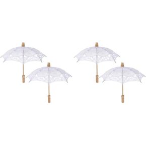 ibasenice 10 Pcs Prop Umbrella Vintage Lace Umbrella Bridal Umbrellas for Weddings Parasol Lace Umbrellas for Tea Party Tea Party Umbrella Bridal Shower Umbrella Miss East Grace Wooden White