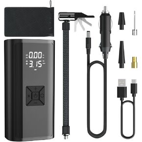 COSOOS Tire Inflator Portable Air Compressor, Air Pump for Car Tires with Digital Tire Pressure Gauge, Air Compressor for Car, Motorcycle, Electric Bike Pump,Basketball,Bicycle Pump w/LED Flashlight