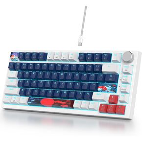 Guffercty kred 75% Percent Blue Wired Keyboard Gasket Mount, Hot-swappable RGB Mechanical Gaming Keyboard Programmable with Knob for Mac/Win (82 Blue Earth)