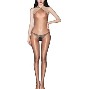 Women'S Bodystocking Sheer Full Body Stocking Body Stockings For Women Sexy Neck-Hanging Bodystocking