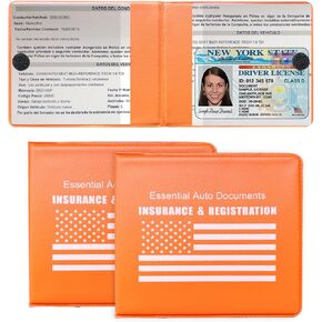 Car Registration and Insurance Holder, 2 Pack Premium Auto Essential Document Organizers with Strong Velcro Closure, Universal Vehicle Interior Accessories for Most Cars(Style 1, Black) in Kuwait