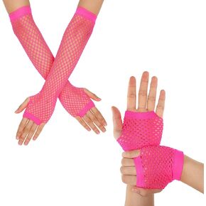 2 Pairs Mesh Gloves for Women Fishnet Gloves Fingerless Fishnet Gloves for Theme Party Costume Accessories