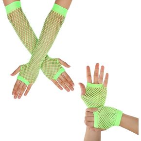 2 Pairs Mesh Gloves for Women Fishnet Gloves Fingerless Fishnet Gloves for Theme Party Costume Accessories