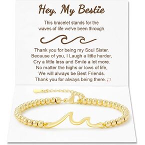 Tarsus Gift for Friends, The Waves of Life We've Through Together, Woman Friendship Gifts Idea, Gold Wave Bracelet for Best Friend Bestie Soul Sister, Christmas, Valentines Day, Birthday