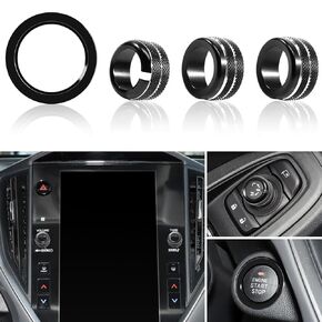 Volume Tune Knob Cover for Subaru Crosstrek 2024 2025 Impreza Accessories 20-24 Legacy Outback 22-23 WRX 24 Ascent Engine Start Stop Button Outer Ring Rearview Mirror Knob Ring, 4 Pcs (Blue)