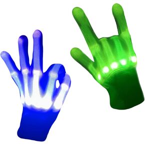 Led Gloves Boys Toys Gifts Age 6-12 Years Old Stocking Stuffers 12 Colors Light Up Birthday Halloween Party for Kids Adults Teens（1PM）