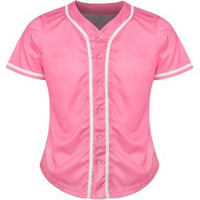 MESOSPERO Womens Button Down Shirts Short Sleeve Sports Uniforms Blank Baseball Jersey S-XXL