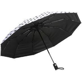 Agaric UV Protection Large Travel Umbrella, 46" Cute Polka Dots Auto Open Close Water-Resistant Folding Umbrella Windproof Compact