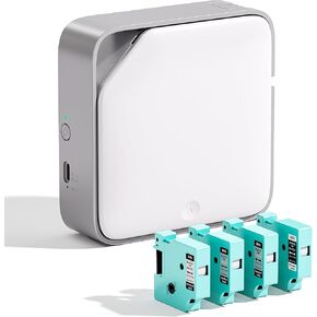 ماكينة صنع الملصقات مع شريط D1600 محمولة بتقنية البلوتوث، ماكينة صنع الملصقات اللاسلكية لتنظيم المنزل والمكتب، صانع ملصقات صغير مع قوالب متعددة، أبيض-وردي in Kuwait