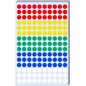 2100 Pack - 0.4" Colored Dot Stickers, Small Round Circle Labels - 5 Colors