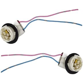 2 PCS Car Brake Light Socket Replacements, Waterproof Soft Automotive Turn Signal Light Socket, Universal Vehicle Daytime Running Light Wire Harness Pigtail (Multicolored #3157B)