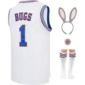 Mens #1 Bugs #10 Lola Basketball Jersey for Women Couples Halloween Cosplay Costume Movie Outfit with Accessory