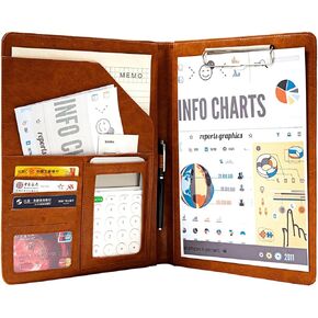 Padfolio Portfolio Organizer Binder, PU Leather Planner Binder, Interview Resume Folder, Legal Document Holder, Letter Size A4 Writing Pad Notepad Portfolio Storage with Pocket for Meeting