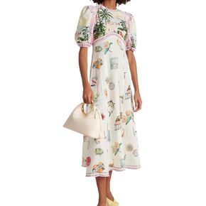 Puff Sleeve Maxi Dress Women Summer Graffiti Y2k Dress Vintage Boho Tropical Dress Floral Colorful Dresses