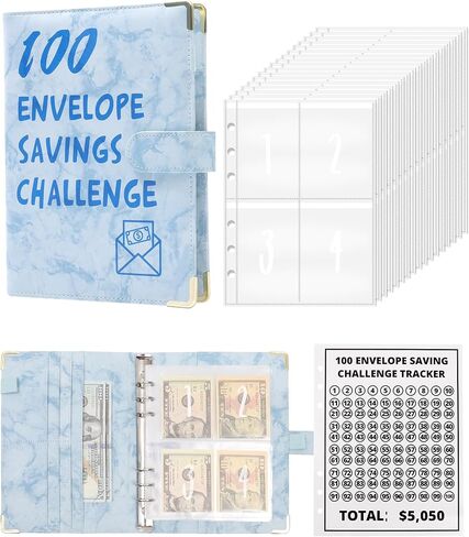 100 Envelopes Money Saving Challenge Binder - A5 Money Saving Budget Binder Easy and Fun Way to Save $5,050 Savings Challenges Book with Envelopes (Black) in Saudi Arabia