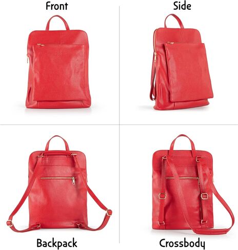 Convertible Backpack Purse, Genuine Italian Leather, 4 in 1 Design - Ideal For Travel, Work & Everyday Use in Saudi Arabia