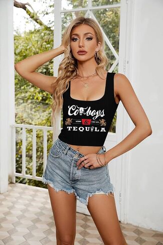 Western Cowgirl Tank Tops Women Country Music Crop Top Sleeveless Cowboy Graphic Cami Shirt in Saudi Arabia