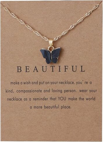 9Pcs Bohemian Butterfly Pendant Necklace Set,Dainty Adjustable Acrylic Colorful Insect Chain Necklace Minimalist Choker Necklace for Women Lover Jewelry Gift in Saudi Arabia