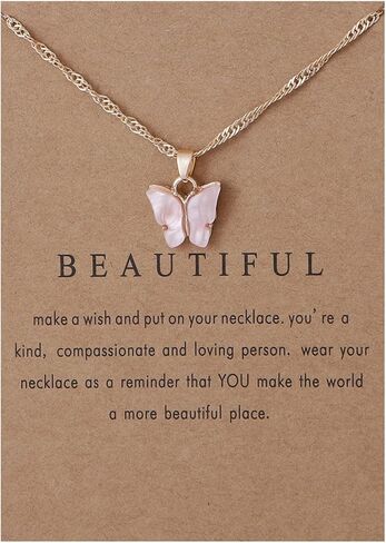 9Pcs Bohemian Butterfly Pendant Necklace Set,Dainty Adjustable Acrylic Colorful Insect Chain Necklace Minimalist Choker Necklace for Women Lover Jewelry Gift in Saudi Arabia