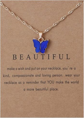 9Pcs Bohemian Butterfly Pendant Necklace Set,Dainty Adjustable Acrylic Colorful Insect Chain Necklace Minimalist Choker Necklace for Women Lover Jewelry Gift in Saudi Arabia