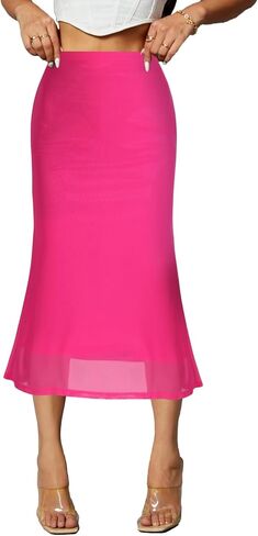Avanova Women Mesh Mermaid Bodycon Skirts High Waisted Fishtail Midi Skirts in Saudi Arabia