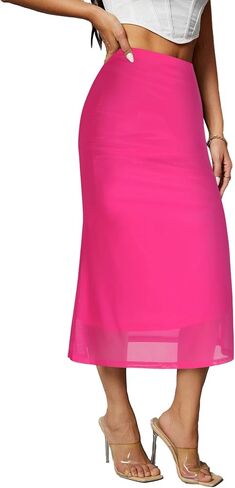 Avanova Women Mesh Mermaid Bodycon Skirts High Waisted Fishtail Midi Skirts in Saudi Arabia
