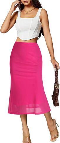 Avanova Women Mesh Mermaid Bodycon Skirts High Waisted Fishtail Midi Skirts in Saudi Arabia