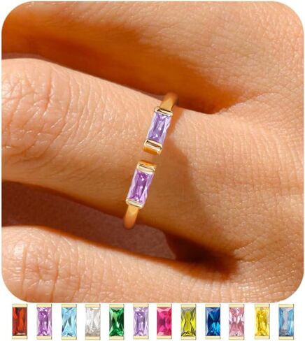 TOBENY Gold Birthstone Rings for Women 14K Gold Plated Adjustable Rings Non Tarnish Gold Stackable Rings Dainty Emerald Green Cubic Zirconia Ring for Mother Daughter Birthday Jewelry Gifts in Saudi Arabia