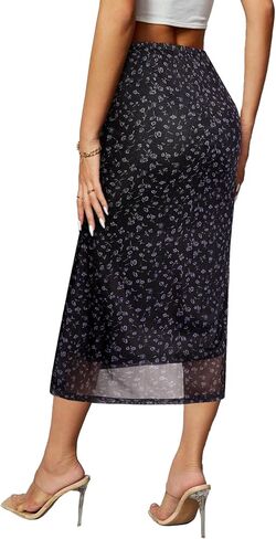 Avanova Women Mesh Mermaid Bodycon Skirts High Waisted Fishtail Midi Skirts in Saudi Arabia