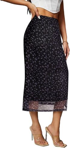 Avanova Women Mesh Mermaid Bodycon Skirts High Waisted Fishtail Midi Skirts in Saudi Arabia