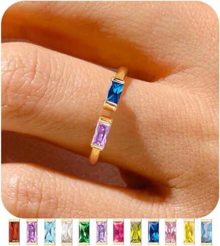 TOBENY Gold Birthstone Rings for Women 14K Gold Plated Adjustable Rings Non Tarnish Gold Stackable Rings Dainty Emerald Green Cubic Zirconia Ring for Mother Daughter Birthday Jewelry Gifts in Saudi Arabia