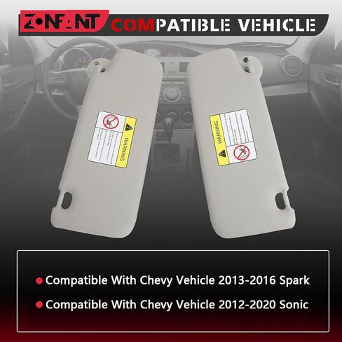 ZONFANT واقي من الشمس على الجانب الأيسر للسائق بدون فتحة سقف متوافق مع سيارة Chevy 2012-2020 Sonic، 2013-2016 Spark، استبدال #95055012 95327505 95473602 42478249 in Kuwait