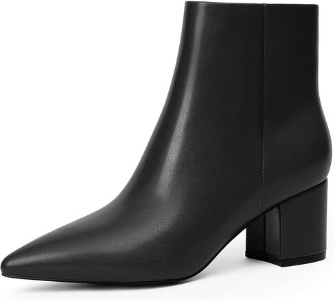 Modatope حذاء من الجلد للنساء أشار تو كتلة مكتنزة أحذية عالية الكعب الجانب سستة الخريف الشتاء أحذية بوت قصيرة للنساء الجوارب الكاحل in Kuwait