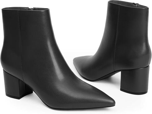 Modatope حذاء من الجلد للنساء أشار تو كتلة مكتنزة أحذية عالية الكعب الجانب سستة الخريف الشتاء أحذية بوت قصيرة للنساء الجوارب الكاحل in Kuwait