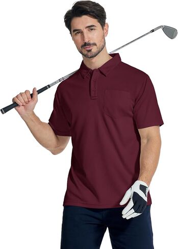 LLdress Men's Polo Golf Shirt Short Sleeve T-Shirts Pique Collared Shirts with Pocket in Saudi Arabia