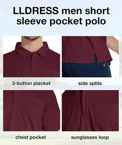 LLdress Men's Polo Golf Shirt Short Sleeve T-Shirts Pique Collared Shirts with Pocket in Saudi Arabia