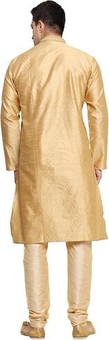 Men's Tunic Art Silk Kurta Pajama Pyjama Set with Embroidery Work Indian Clothing Wedding Party Dress Gifts Items in Saudi Arabia
