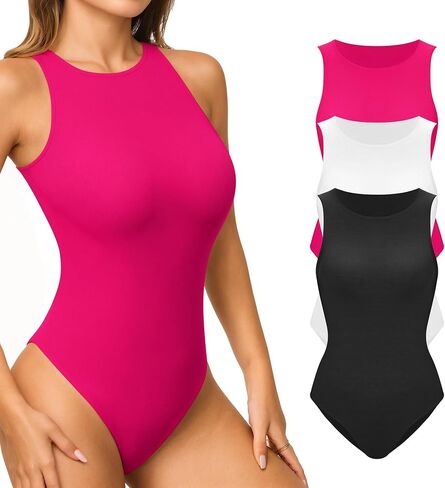 3 Pack Tank Top Bodysuit for Women Sleeveless Bodysuits Casual Mutlicolor Sets Basic Tops T Shirts in Saudi Arabia