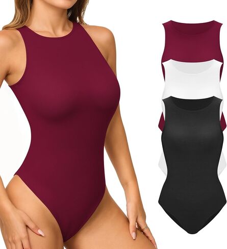 3 Pack Tank Top Bodysuit for Women Sleeveless Bodysuits Casual Mutlicolor Sets Basic Tops T Shirts in Saudi Arabia